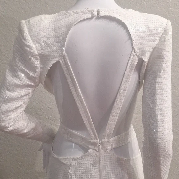 BCBG MaxAzria Runway White Sequined Dress - Picture 4 of 17